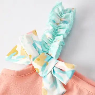 CORAL MINT FLOPRA RUFFLED SHORT SET