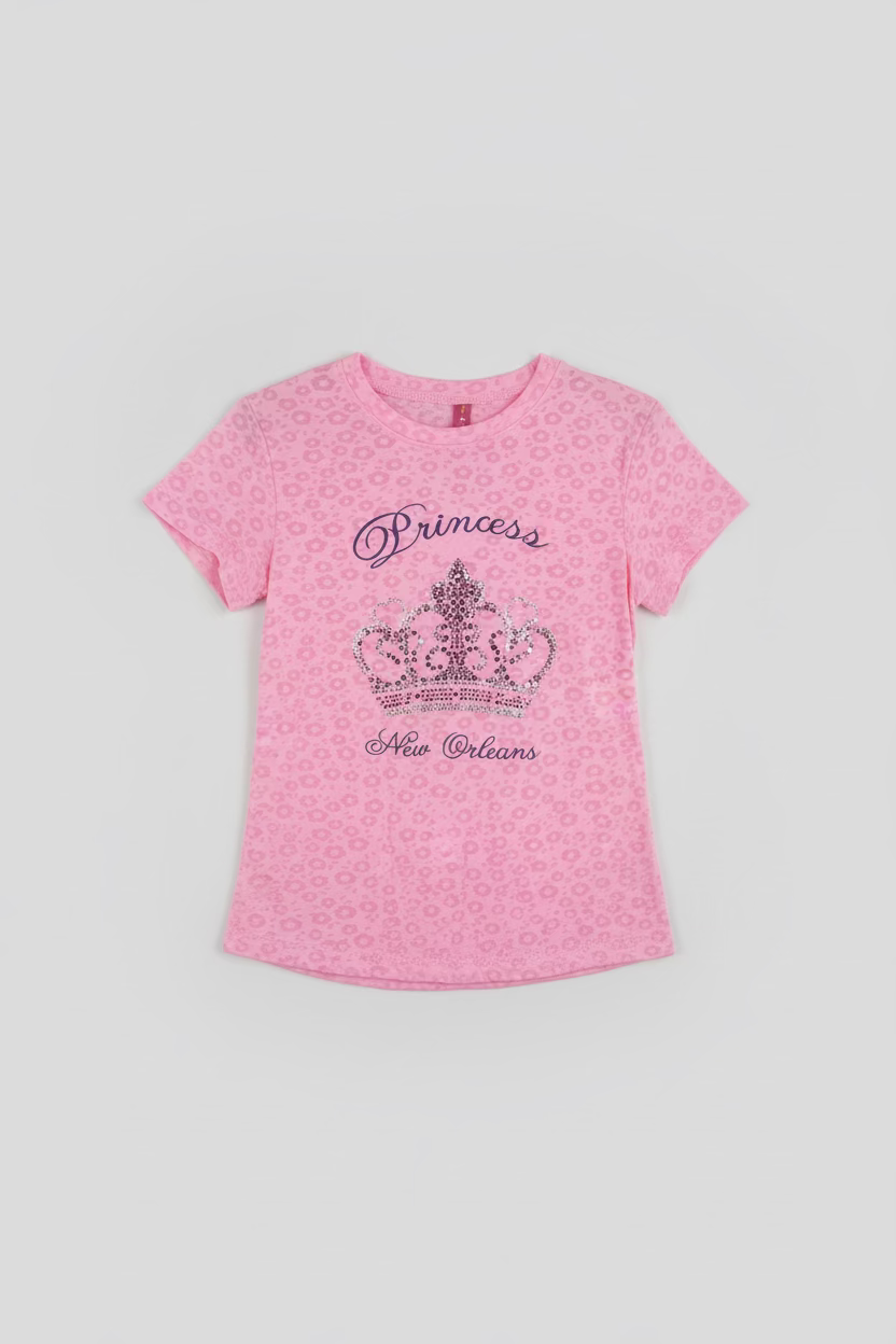 CROWN DESIGN GIRLS KIDS BURNOUT T-SHIRT