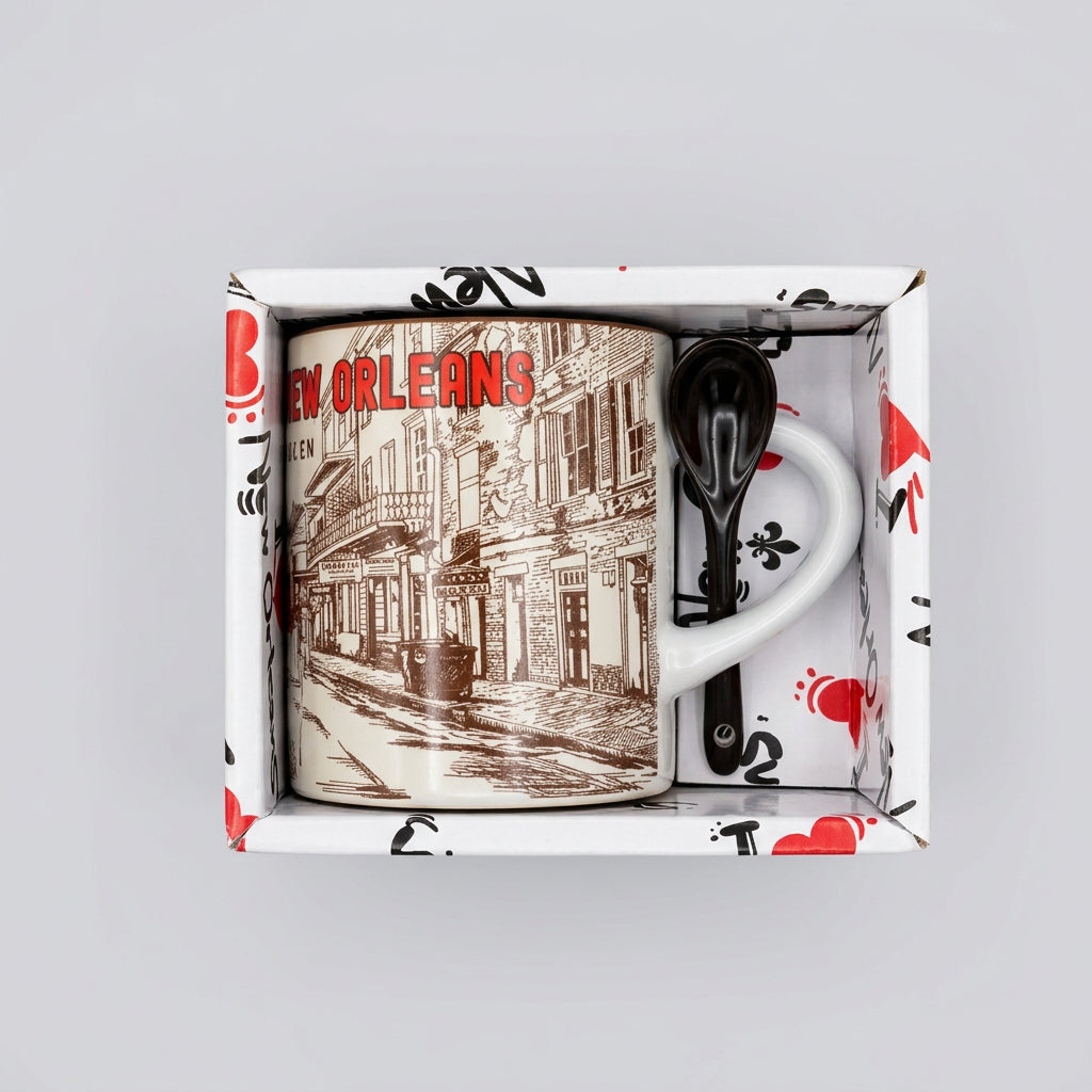 SMALL NEW ORLEANS MUG WITH SPOON
