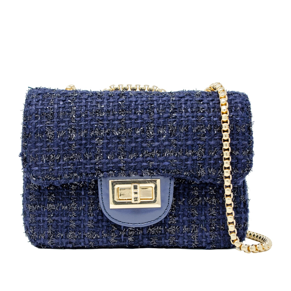CLASSIC LARGE TWEED HANDBAG NAVY