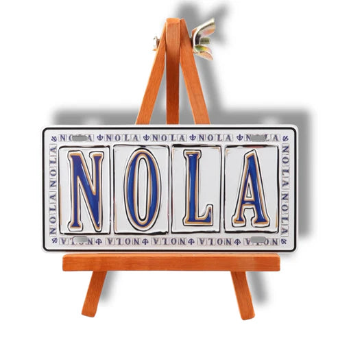 NOLA White & Blue Metal Street Sign Magnet