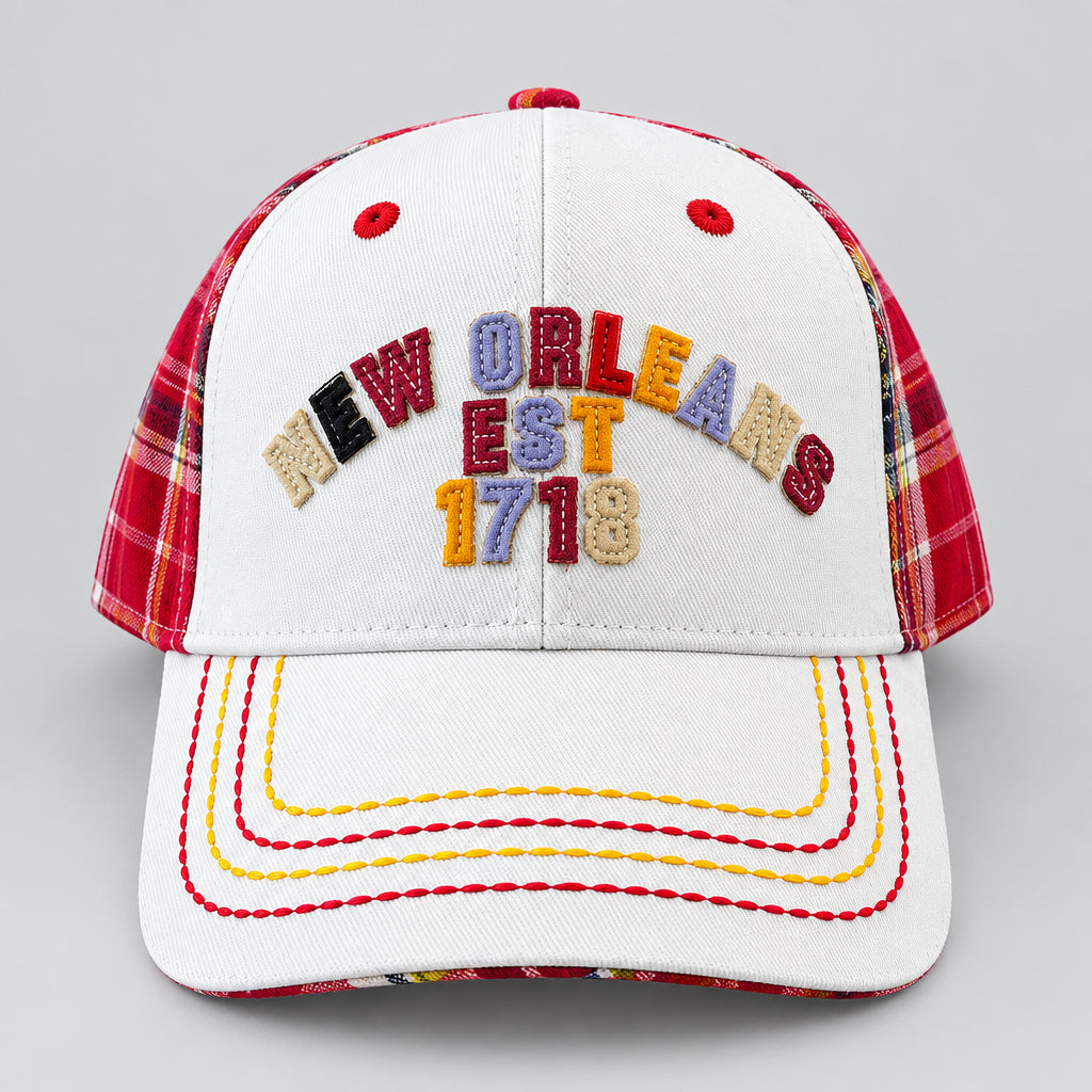 RED PLAID GIRLS BASEBALL CAP