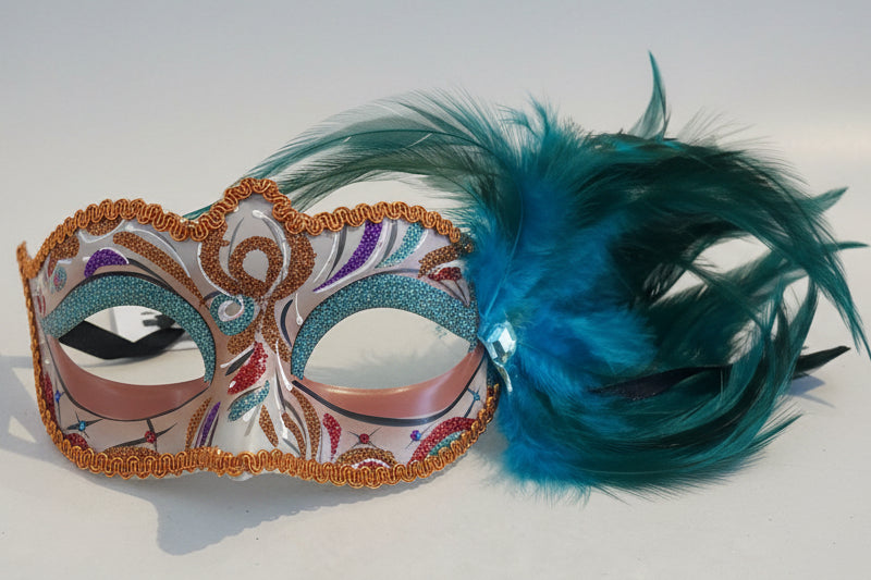 MARDI GRAS FEATHER ORANGE TRIM