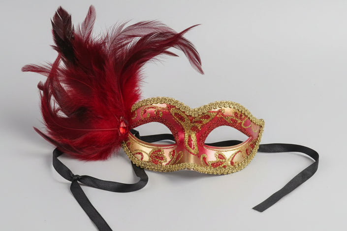 MARDI GRAS MASK LEFT FEATHER