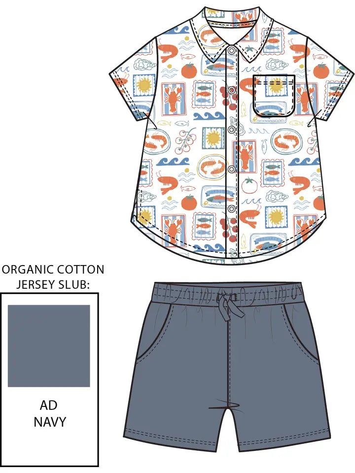 La Dolce Vita Blue - Polo Button Up and Comfy Short