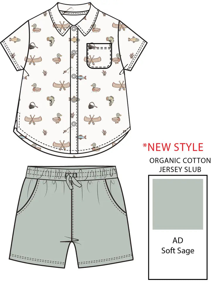 Little Angler - Polo Button Up and Comfy Short