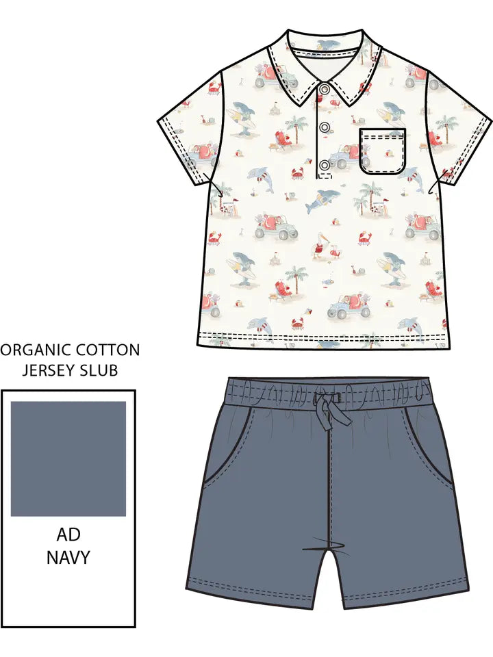 Sea Creatures Beach Day - Polo with Comfy Short