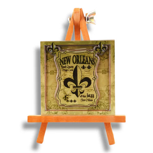 Fleur De Lis Black & Gold Wooden Magnet