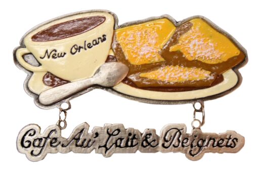 COFFEE & BEIGNET NEW ORLEANS DANGLE PEWTER MAGNET