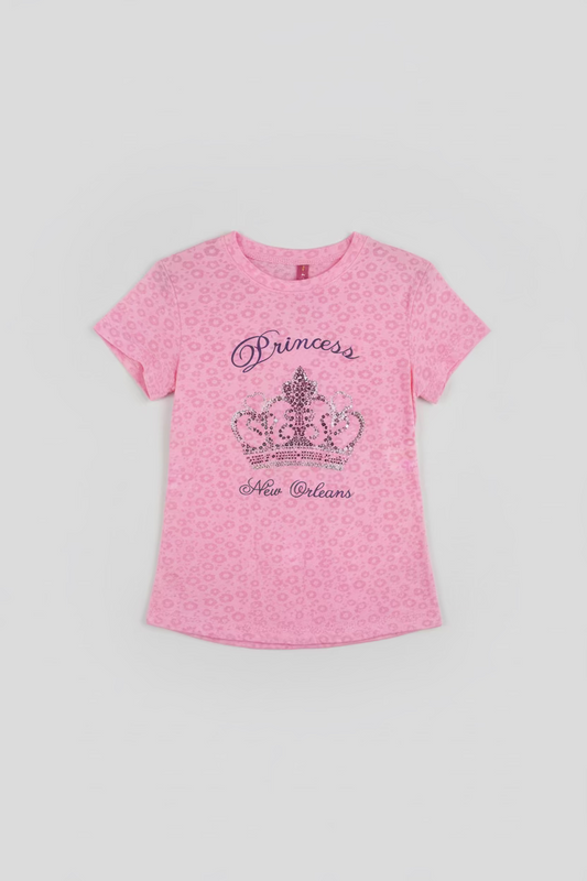 CROWN DESIGN GIRLS KIDS BURNOUT T-SHIRT