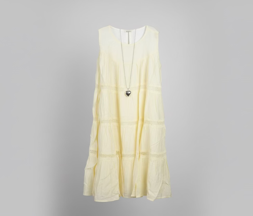 PASTEL YELLOW DRESS WITH JEWELRY