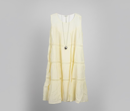 PASTEL YELLOW DRESS WITH JEWELRY