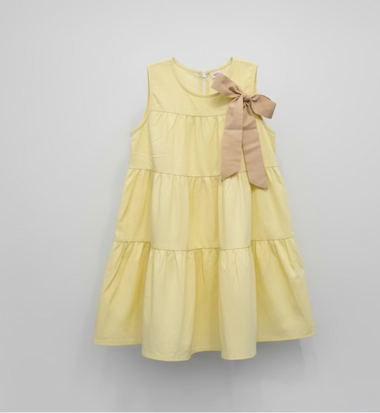 YELLOW DRESS WITH MUSTARD BOW