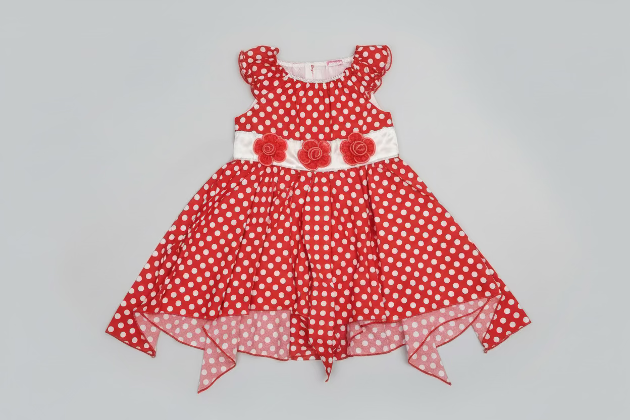 LIME OR RED WITH WHITE POLKA DOT COLOR DRESS