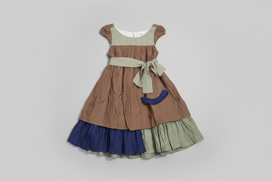 THREE COLORS DRESS WITH TIE KNOT