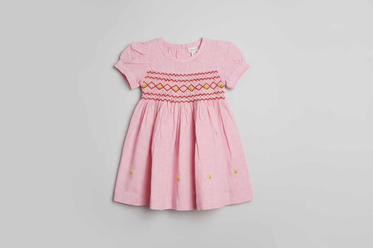 BLOOMING BLUE FLOWERS SMOCK DRESS