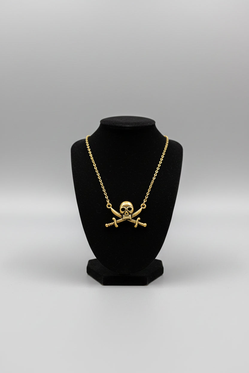 GOLD PIRATE SKULL NECKLACE