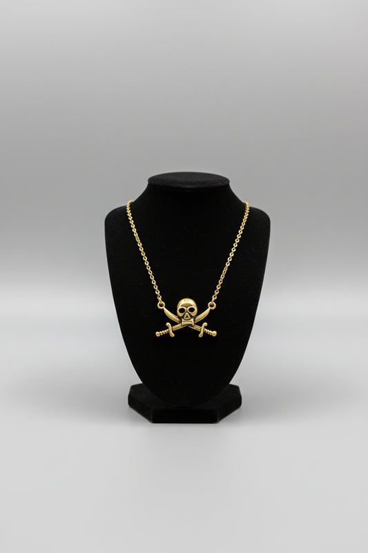 GOLD PIRATE SKULL NECKLACE