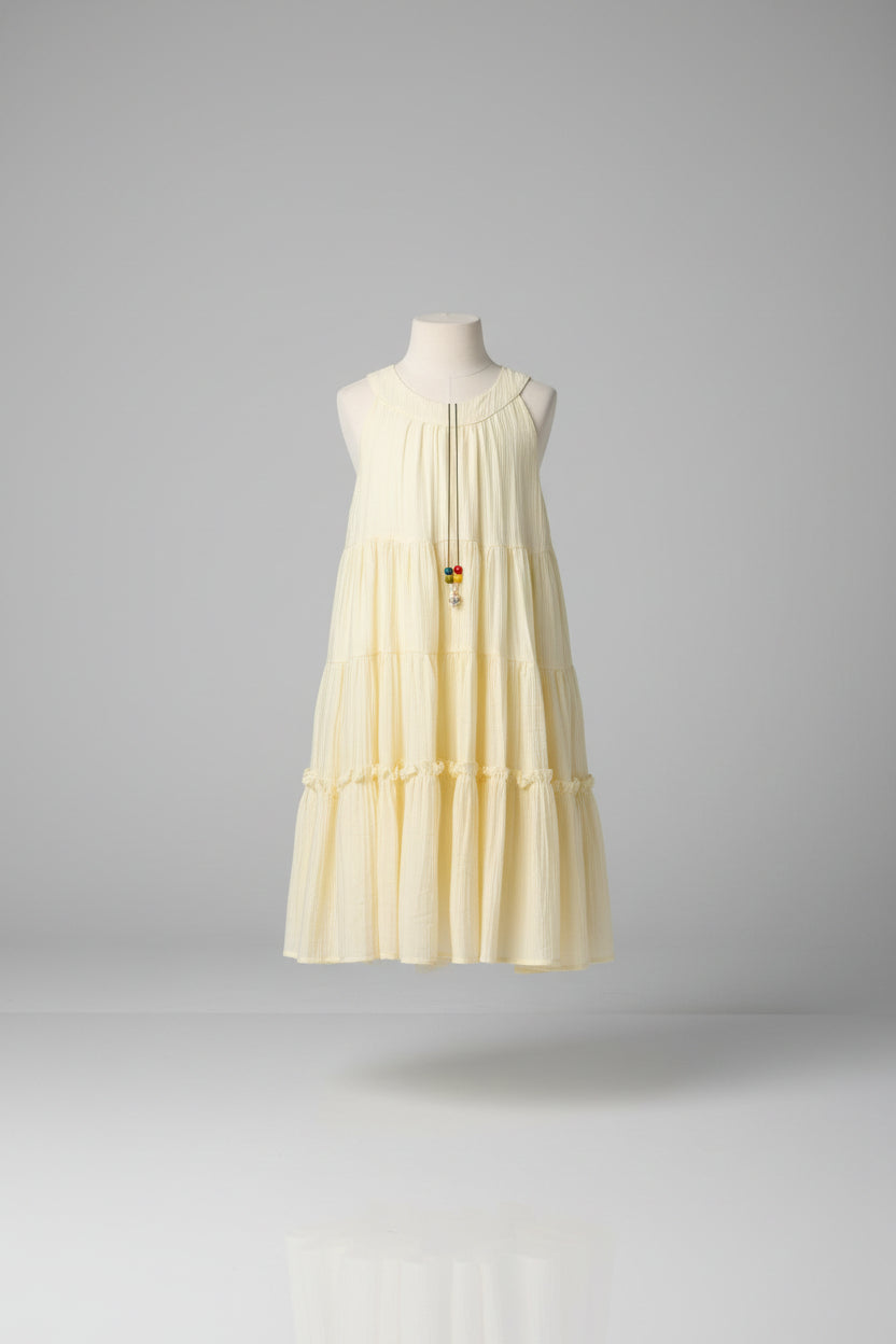 YELLOW DRESS WITH NECKLACE