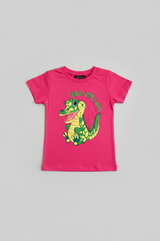 BABY GATOR DESIGN PNK COLOR TODDER T-SHIRT