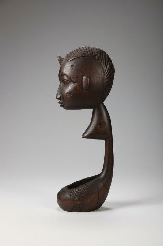 Hand-carved Ebony Wood Sculptural Bowl