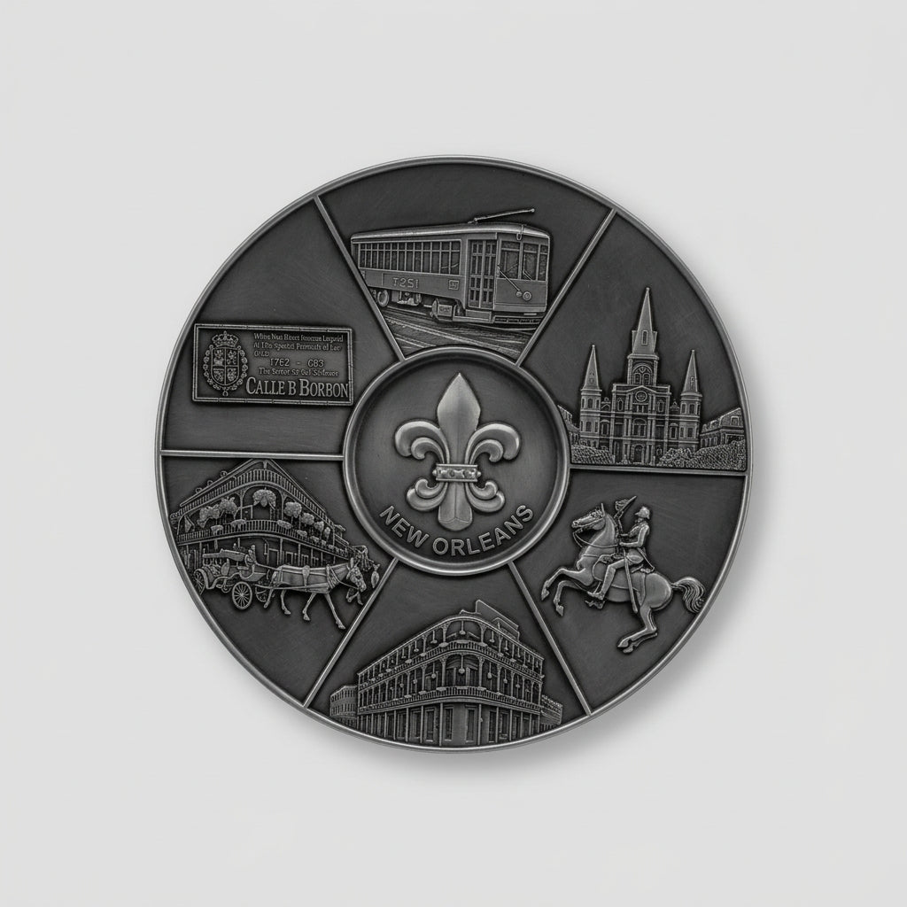 SILVER NEW ORLEANS 7 SYMBOLS PLATE
