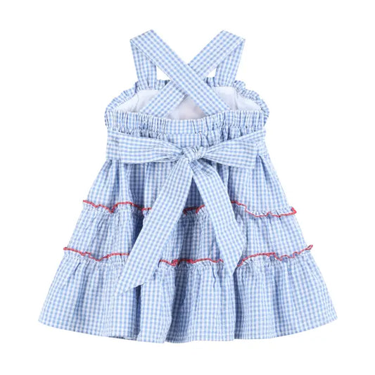 BLUE GINGHAM CRAWFSH LAYERED SUNDRESS