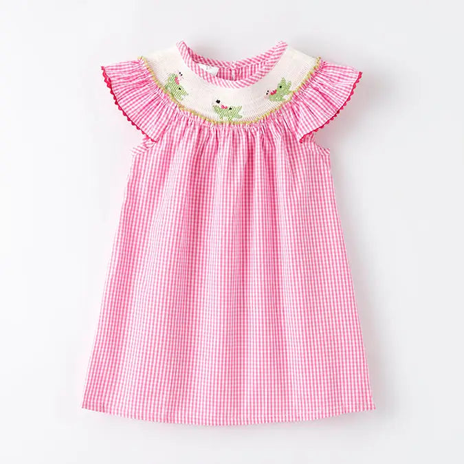 CROCODILE EMBROIDERED SMOKED DRESS
