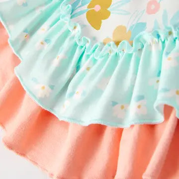 CORAL MINT FLOPRA RUFFLED SHORT SET