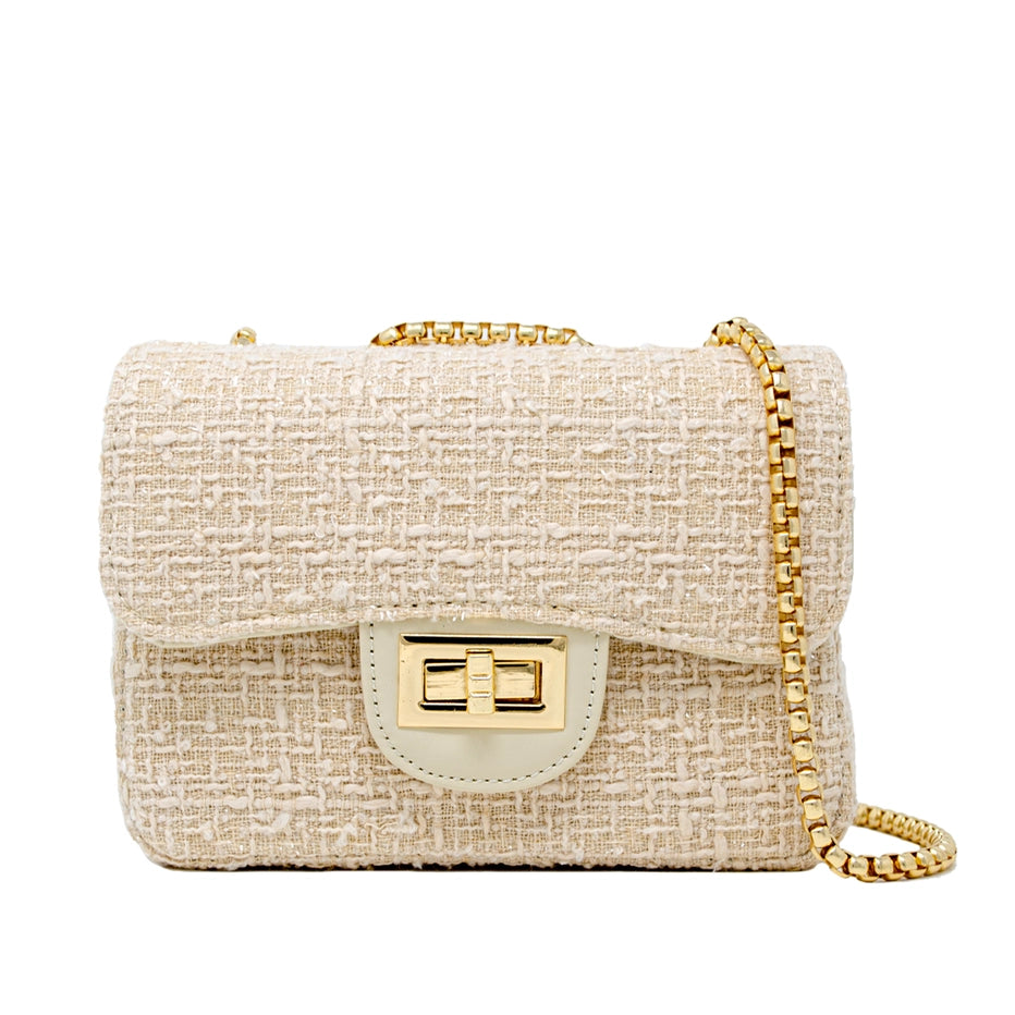 CLASSIC LARGE TWEED HANDBAG CREAM