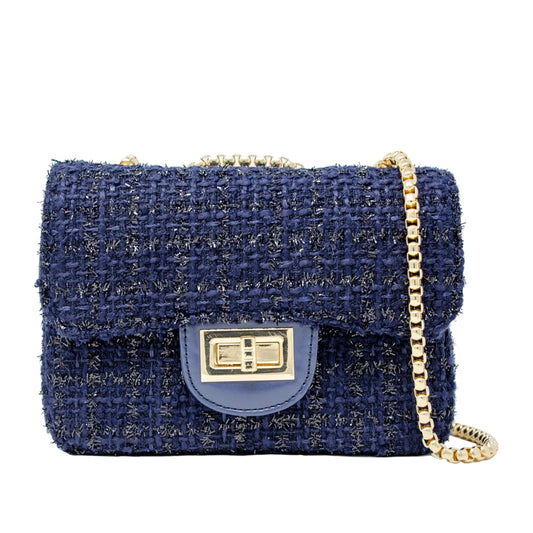 CLASSIC LARGE TWEED HANDBAG NAVY