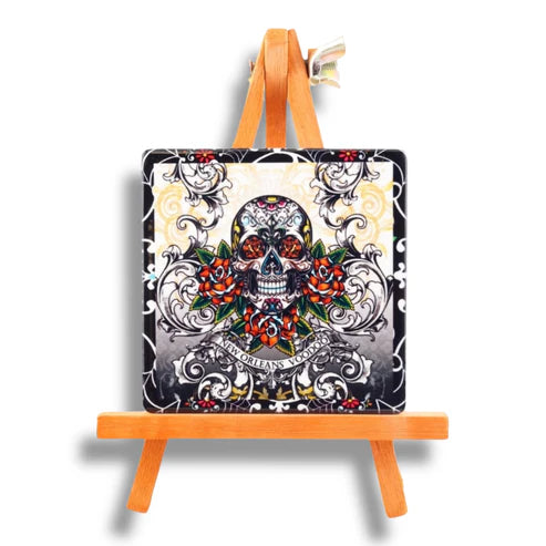 White Voodoo Skeleton Ceramic Magnet