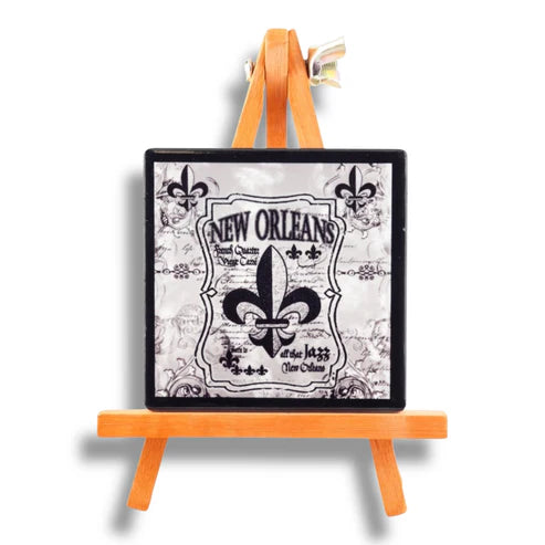 Fleur De Lis Black & White Ceramic Magnet