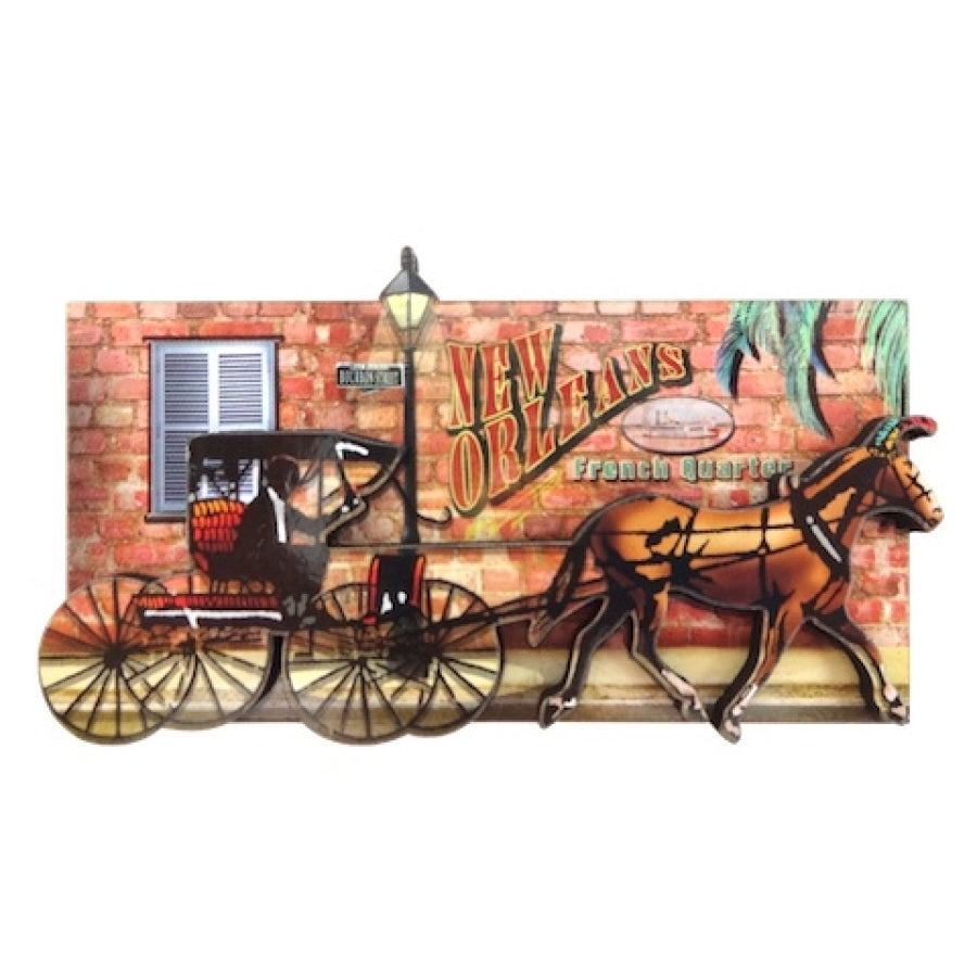 Horse & Buggy Wooden Magnet