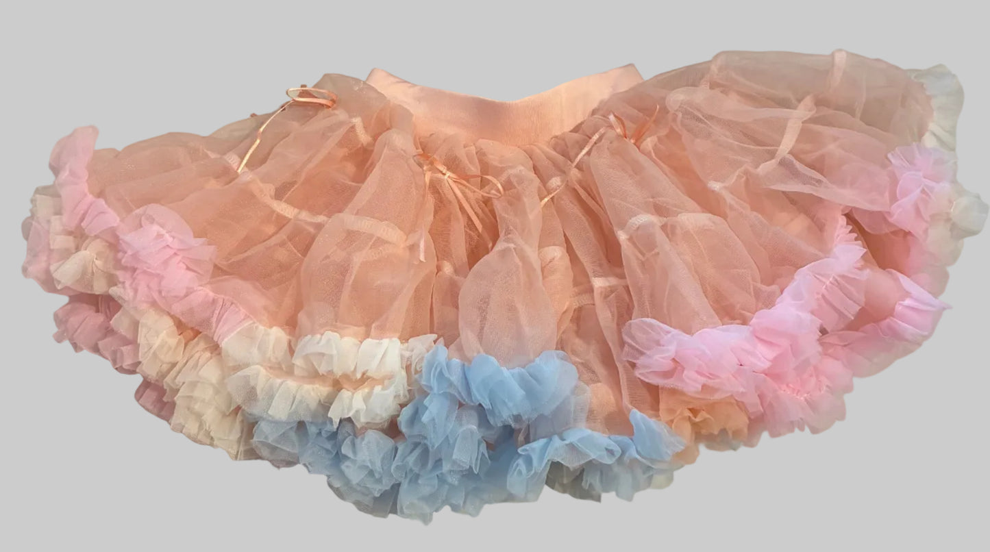 PEACH MULTICOLOR RUFFLE TUTU