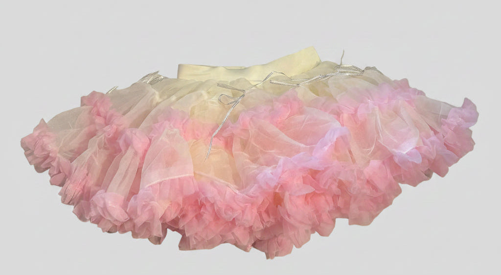 CREAM PINK RUFFLED TUTU