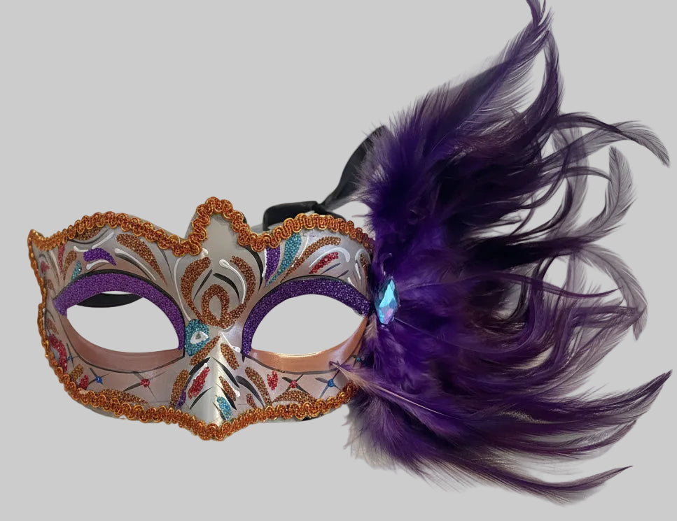 MARDI GRAS FEATHER ORANGE TRIM
