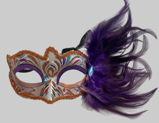 MARDI GRAS FEATHER ORANGE TRIM