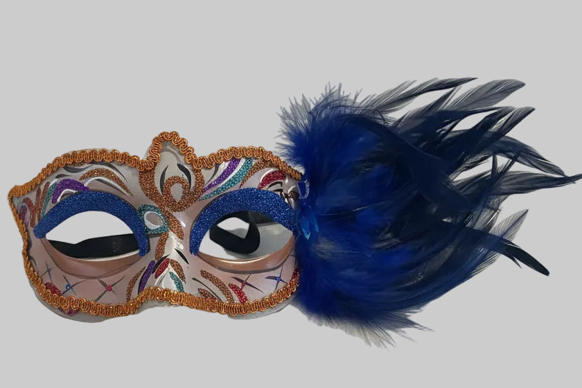MARDI GRAS FEATHER ORANGE TRIM