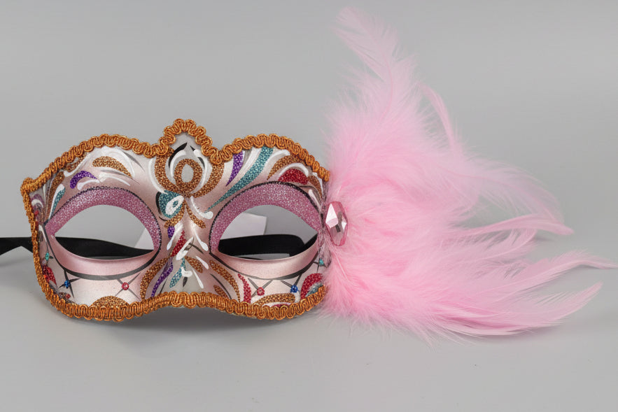 MARDI GRAS FEATHER ORANGE TRIM