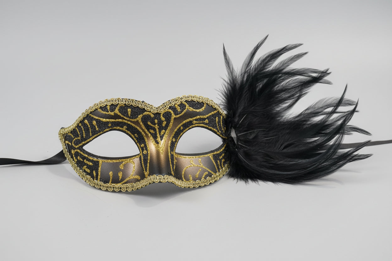 MARDI GRAS FEATHER YELLOW TRIM
