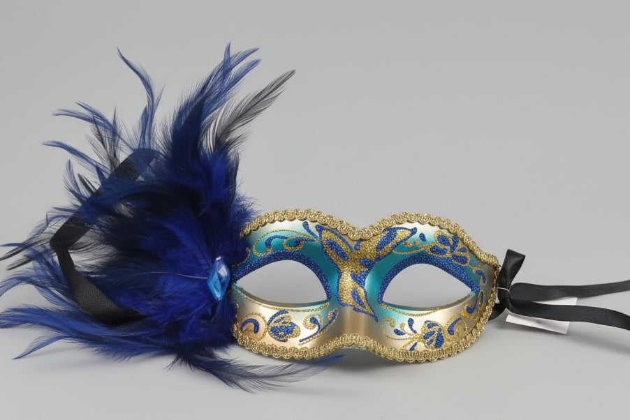 MARDI GRAS MASK LEFT FEATHER