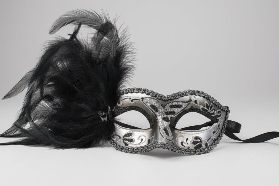MARDI GRAS MASK LEFT FEATHER