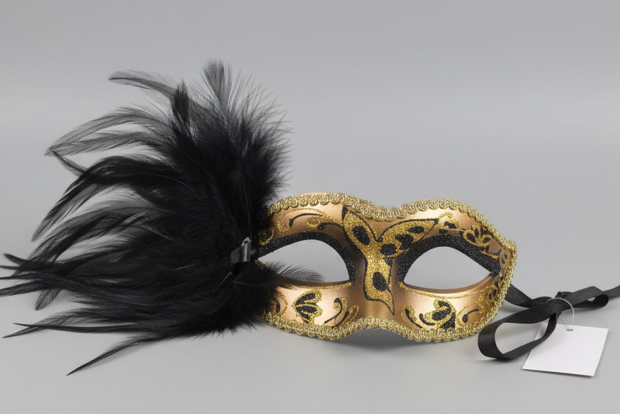 MARDI GRAS MASK LEFT FEATHER