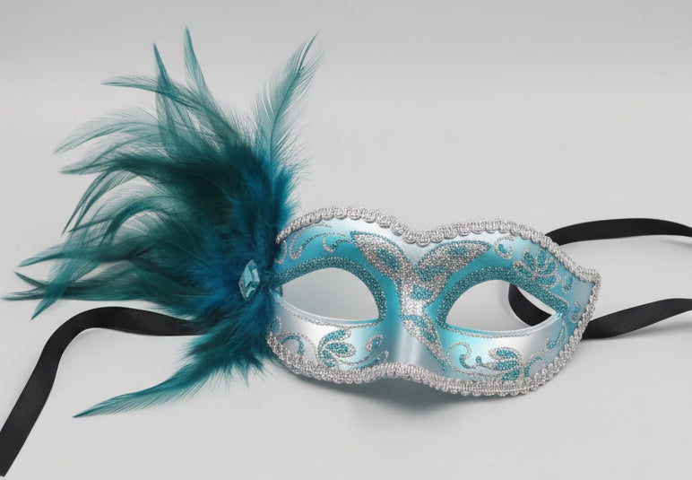 MARDI GRAS MASK LEFT FEATHER