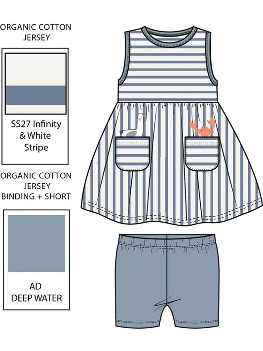 Lifesaver Crab Stripe - Tank Play Dress with Cartwheel Shorts