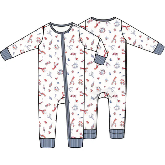 Painterly Lobsters and Shellfish - Convertible Romper