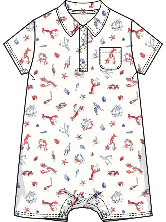 Painterly Lobsters and Shellfish - Polo Shortie
