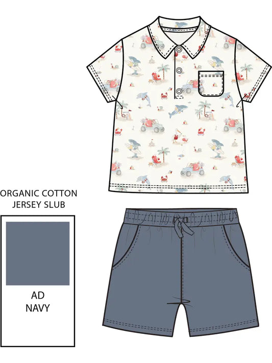 Sea Creatures Beach Day - Polo with Comfy Short