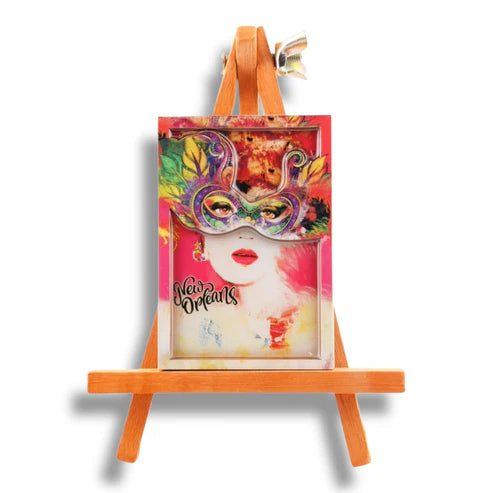 Mardi Gras Face Wooden Magnet